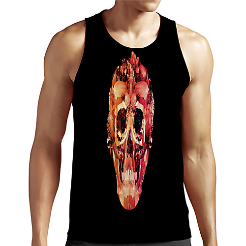 

Men's Unisex Tank Top Undershirt 3D Print Graphic Prints Skull Plus Size Print Sleeveless Casual Tops Basic Designer Big and Tall Black