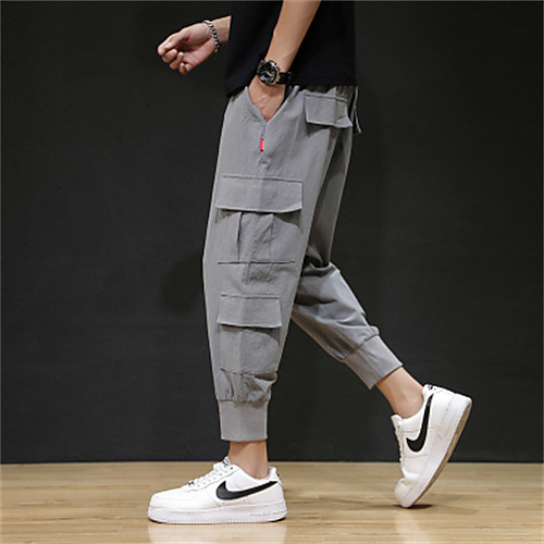 

Men's Cargo Tactical Cargo Pants Solid Colored Full Length Grass Green Black Gray