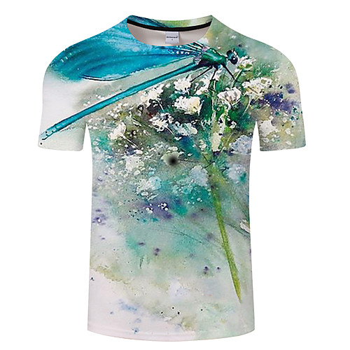 

Men's Unisex Tee T shirt 3D Print Graphic Prints Dragonfly Animal Plus Size 3D Print Print Short Sleeve Casual Tops Basic Designer Big and Tall Light Pink Black Dusty Rose