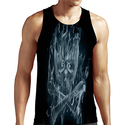

Men's Unisex Tank Top Undershirt 3D Print Graphic Prints Skull Plus Size Print Sleeveless Casual Tops Basic Designer Big and Tall Black