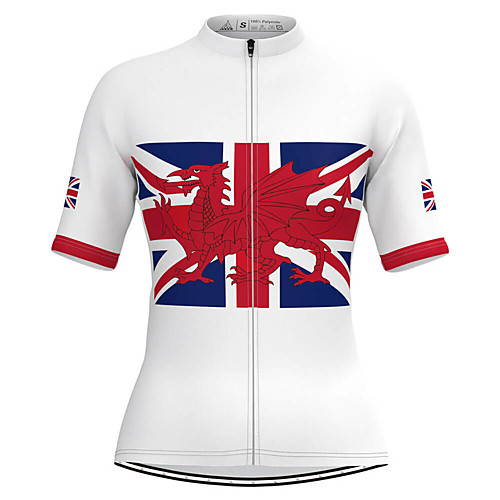 

21Grams Women's Short Sleeve Cycling Jersey Summer Spandex Polyester White UK National Flag Bike Jersey Top Mountain Bike MTB Road Bike Cycling Quick Dry Moisture Wicking Breathable Sports Clothing