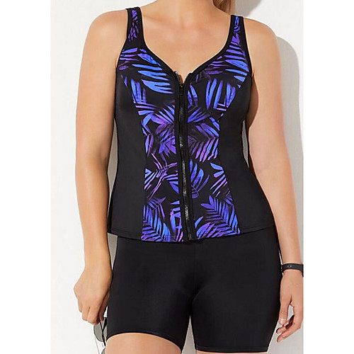 

Women's Tankini 2 Piece Swimsuit Slim Print Color Block Black Swimwear Padded Vest Strap Bathing Suits New Casual Sexy / Padded Bras