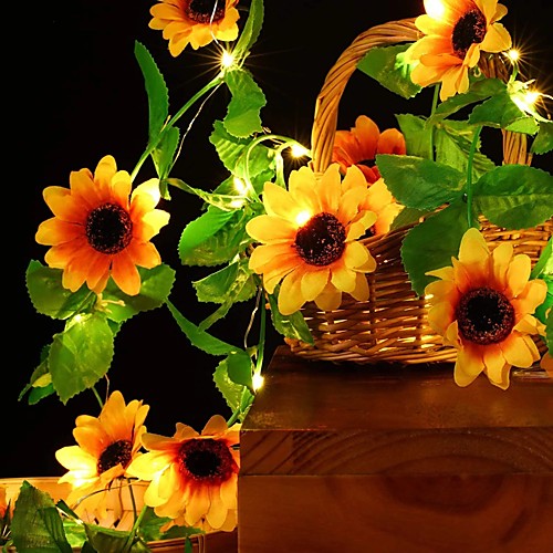 

LED Fairy String Lights Sunflower Leaf 2.5M 30LEDs Lamp Battery Operation Christmas Wedding Garden Party Patio Room Home Decoration Lamp