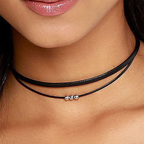 

Women's Choker Necklace Necklace Double Layered Simple Fashion PU Leather Alloy Black 35 cm Necklace Jewelry 1pc For Party Evening Street Prom