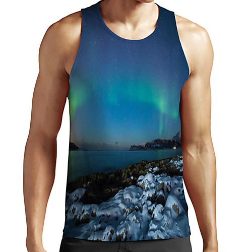 

Men's Unisex Tank Top Undershirt 3D Print Scenery Graphic Prints Plus Size Print Sleeveless Casual Tops Basic Fashion Designer Breathable Blue