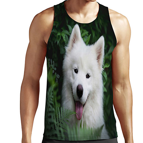 

Men's Unisex Tank Top Undershirt 3D Print Dog Graphic Prints Plus Size Print Sleeveless Casual Tops Basic Designer Big and Tall Green
