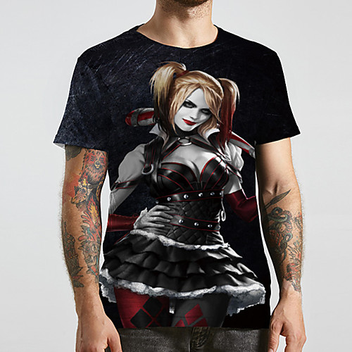 

Men's Unisex Tee T shirt 3D Print Graphic Prints Human face Plus Size Print Short Sleeve Casual Tops Basic Designer Big and Tall Black