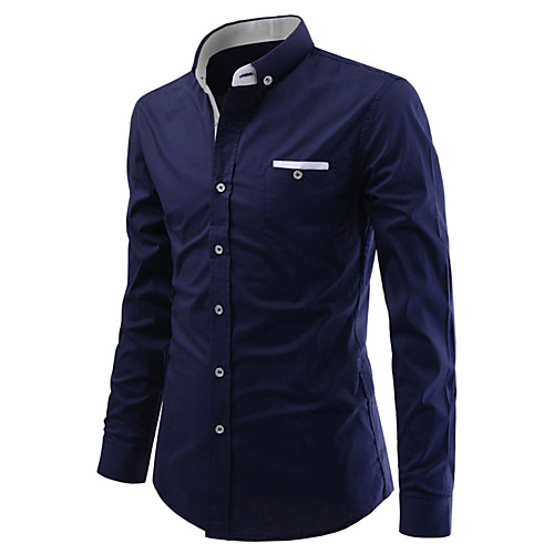 

Men's Shirt Solid Colored Long Sleeve Casual Tops Fashion Button Down Collar White Black Red / Work