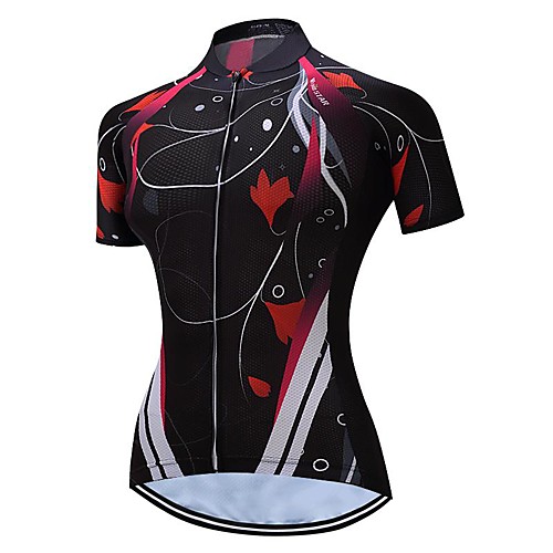 

21Grams Women's Short Sleeve Cycling Jersey Summer Spandex Polyester Black / Red Bike Jersey Top Mountain Bike MTB Road Bike Cycling Quick Dry Moisture Wicking Breathable Sports Clothing Apparel