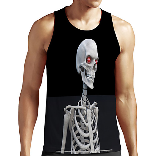 

Men's Unisex Tank Top Undershirt 3D Print Graphic Prints Skull Plus Size Print Sleeveless Casual Tops Basic Designer Big and Tall Black