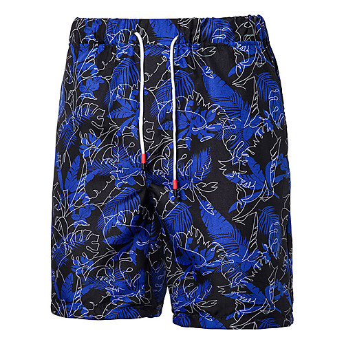 

Men's Casual Plus Size Loose Casual Holiday Shorts Bermuda shorts Pants Graphic Leaf Knee Length Blue Red / Summer / Drawstring