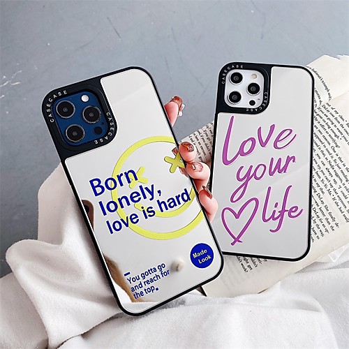 

Phone Case For Apple Back Cover iPhone 12 Pro Max 11 SE 2020 X XR XS Max 8 7 6 Shockproof Dustproof Mirror Word / Phrase TPU