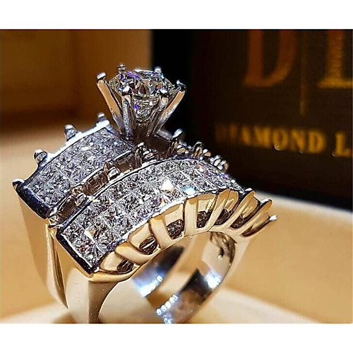 

Ring Cubic Zirconia Geometrical White Copper Titanium Steel Love Fashion 1 set 6 7 8 9 / Women's