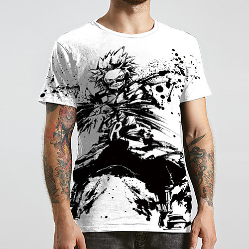 

Men's Unisex Tee T shirt 3D Print Anime Graphic Prints Plus Size Print Short Sleeve Casual Tops Basic Designer Big and Tall White