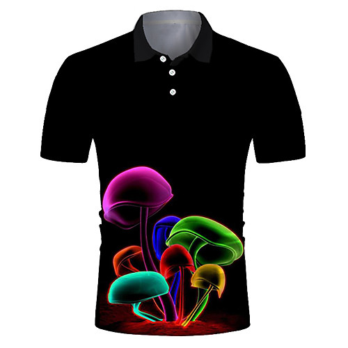 

Men's Golf Shirt Tennis Shirt 3D Print Gradient Button-Down Short Sleeve Street Tops Casual Fashion Cool Breathable Black / Sports