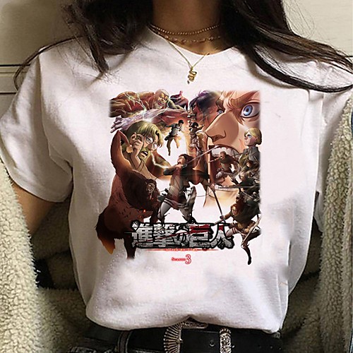

Inspired by Attack on Titan Cosplay Anime Cartoon Polyester / Cotton Blend Print Harajuku Graphic Kawaii T-shirt For Women's / Men's