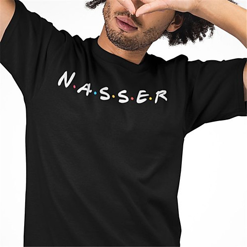 

Men's Unisex Tee T shirt Hot Stamping Graphic Prints Letter Plus Size Print Short Sleeve Casual Tops Cotton Basic Fashion Designer Big and Tall Black