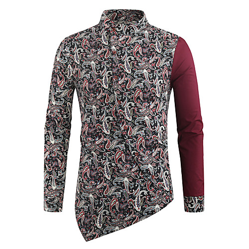 

Men's Shirt Other Prints Plants Long Sleeve Daily Tops Exaggerated Black Red