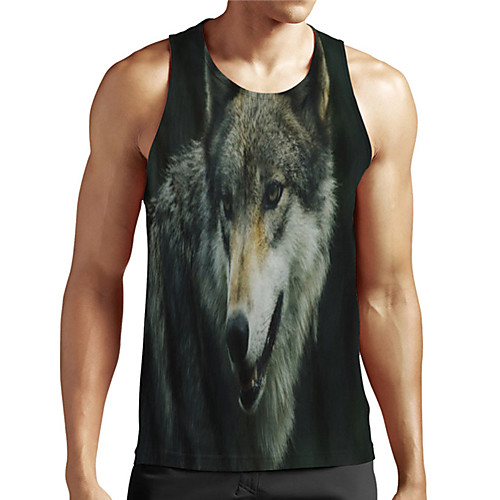 

Men's Unisex Tank Top Undershirt Shirt 3D Print Graphic Prints Wolf Plus Size Print Sleeveless Casual Tops Basic Designer Big and Tall Round Neck Black / Summer