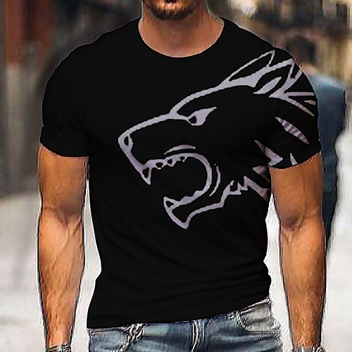 

Men's Tee T shirt Shirt 3D Print Graphic Prints Wolf Print Short Sleeve Daily Tops Casual Designer Big and Tall Round Neck Black / Summer
