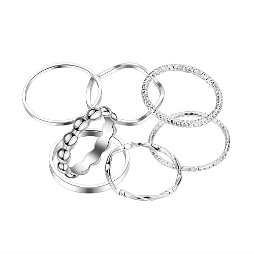 

Ring Set 7pcs Silver Alloy Elegant Fashion One Size