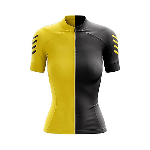 

21Grams Women's Short Sleeve Cycling Jersey Summer Spandex Polyester Black / Yellow Patchwork Bike Jersey Top Mountain Bike MTB Road Bike Cycling Quick Dry Moisture Wicking Breathable Sports Clothing