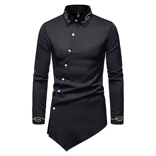 

Men's Shirt Solid Color Long Sleeve Casual Tops Fashion Classic White Black Wine