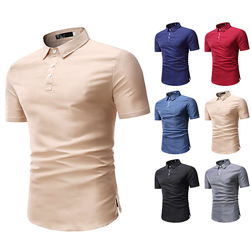 

Men's Shirt non-printing Plain Short Sleeve Work Tops Retro Black Blue Red