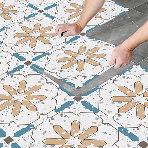 

8pcs Creative Kitchen Bathroom Living Room Floor Stickers Non-slip Waterproof And Wear-resistant Gems Terrazzo Floor Stickers