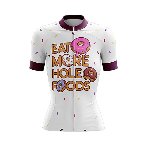 

21Grams Women's Short Sleeve Cycling Jersey Summer Spandex Polyester White Bike Jersey Top Mountain Bike MTB Road Bike Cycling Breathable Reflective Strips Back Pocket Sports Clothing Apparel