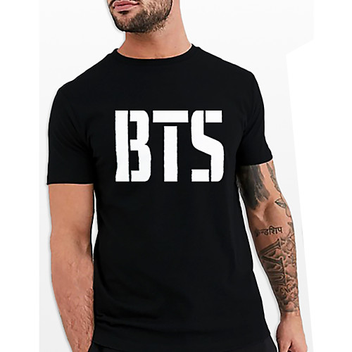 

Men's Unisex Tee T shirt Hot Stamping Graphic Prints Letter Plus Size Print Short Sleeve Casual Tops Cotton Basic Fashion Designer Big and Tall Black
