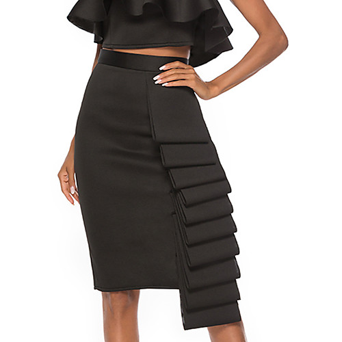 

Women's Daily Date Streetwear Skirts Solid Colored Ruffle White Black