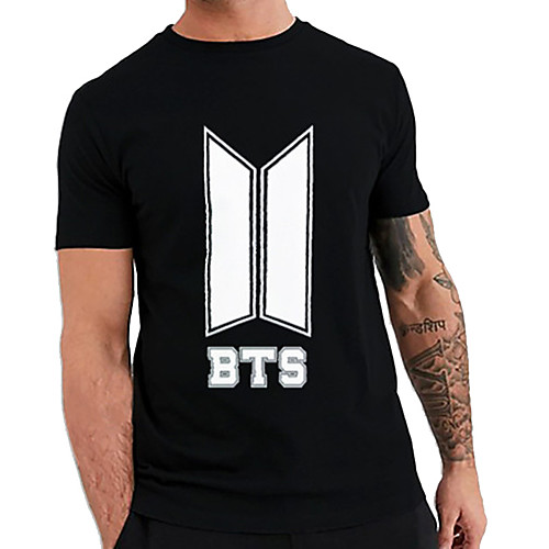 

Men's Unisex Tee T shirt Hot Stamping Graphic Prints Letter Plus Size Print Short Sleeve Casual Tops Cotton Basic Fashion Designer Big and Tall Black