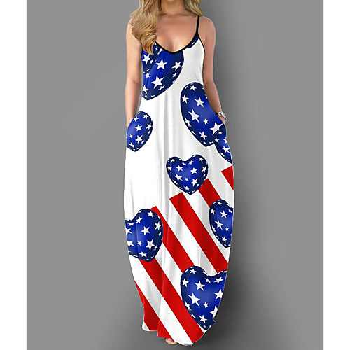 

Women's Swing Dress Maxi long Dress Blue Green Orange White Black Navy Blue Sleeveless Color Block Tie Dye Summer Casual Slim 2021 S M L XL XXL