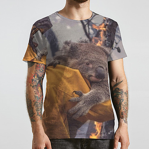 

Men's Unisex Tee T shirt Shirt 3D Print Graphic Prints Animal Plus Size Print Short Sleeve Casual Tops Basic Designer Big and Tall Round Neck Gray / Summer