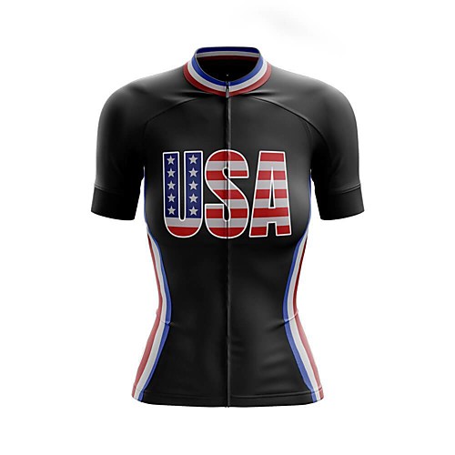 

21Grams Women's Short Sleeve Cycling Jersey Summer Spandex Polyester Black USA National Flag Bike Jersey Top Mountain Bike MTB Road Bike Cycling Quick Dry Moisture Wicking Breathable Sports Clothing