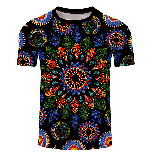 

Men's Unisex Tee T shirt 3D Print Floral Graphic Prints Waves Plus Size 3D Print Short Sleeve Casual Tops Basic Designer Big and Tall Blue-Green Green