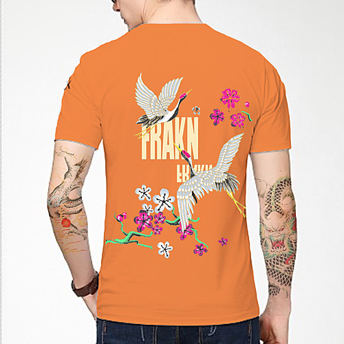 

Men's Unisex Tee T shirt 3D Print Graphic Prints Animal Plus Size Print Short Sleeve Casual Tops Basic Designer Big and Tall Orange