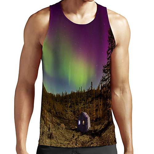 

Men's Unisex Tank Top Undershirt 3D Print Scenery Graphic Prints Plus Size Print Sleeveless Casual Tops Basic Fashion Designer Breathable Light Purple