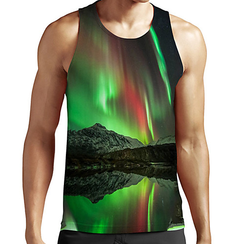 

Men's Unisex Tank Top Undershirt 3D Print Scenery Graphic Prints Plus Size Print Sleeveless Casual Tops Basic Fashion Designer Breathable Green
