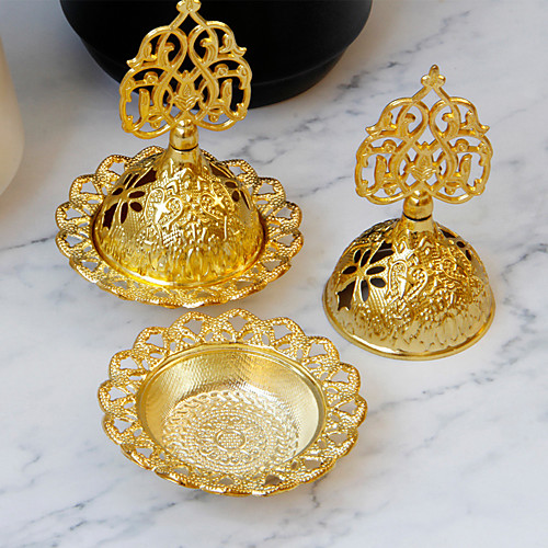 

middle eastern style small mini arabian incense burner gold iron art metal incense burner desktop decoration one piece shipment