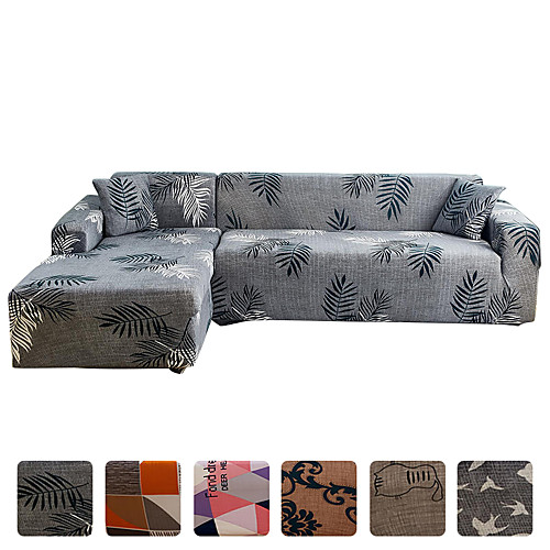 

High Quality Print Dustproof All-powerful Slipcovers Stretch L Shape Sofa Cover Super Soft Fabric Couch Cover Sofa Furniture Protector With One Free Boster Case