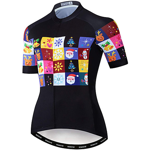 

21Grams Women's Short Sleeve Cycling Jersey Summer Spandex Polyester Black Plaid Checkered Bike Jersey Top Mountain Bike MTB Road Bike Cycling Quick Dry Moisture Wicking Breathable Sports Clothing
