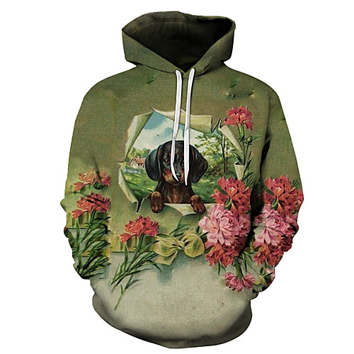 

Men's Unisex Plus Size Pullover Hoodie Sweatshirt Dog Graphic Prints Print Hooded Casual Daily Holiday 3D Print Basic Designer Hoodies Sweatshirts Long Sleeve Purple Blushing Pink Green
