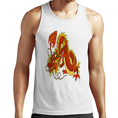 

Men's Unisex Tank Top Undershirt Shirt 3D Print Dragon Graphic Prints Plus Size Print Sleeveless Casual Tops Basic Designer Big and Tall Round Neck White / Summer