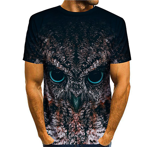 

Men's Tee T shirt 3D Print Graphic Prints Owl Print Short Sleeve Daily Tops Casual Designer Big and Tall Black