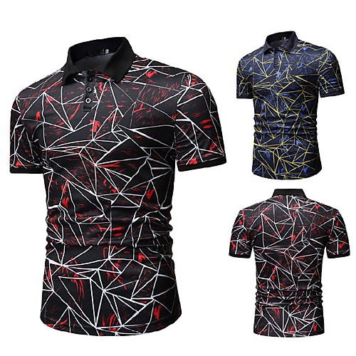 

Men's Golf Shirt Tennis Shirt Other Prints Geometric Short Sleeve Casual Tops Casual Blue Red / Summer