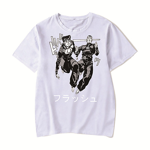 

Men's Unisex Tee T shirt Hot Stamping Anime Graphic Prints JoJo's Bizarre Adventure Print Short Sleeve Casual Tops Cotton Basic Designer Big and Tall Round Neck Navy Blue
