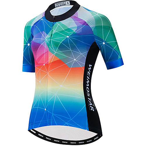 

21Grams Women's Short Sleeve Cycling Jersey Summer Spandex Polyester Blue Rainbow Gradient Bike Jersey Top Mountain Bike MTB Road Bike Cycling Quick Dry Moisture Wicking Breathable Sports Clothing
