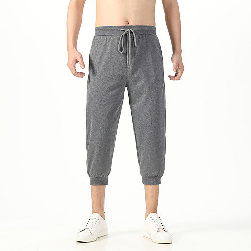

Men's Athletic Capri shorts Pants Solid Color Calf-Length Light gray Black Dark Gray